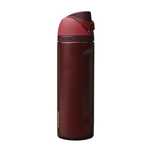 Owala FreeSip Insulated Stainless Steel Water Bottle with Straw, BPA-Free Sports Water Bottle, Great for Travel, 24 Oz, Black Cherry - Black Cherry - 24 Ounces