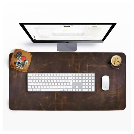 Leather Desk Pad Real Leather Desk Mat (32x16) Desk Cover Desk Blotter Desk Protector Large Computer Mat for Keyboard Gaming Mouse Pad (Hickory 2mm) Table Laptop Mat Office Desktop Accessories ELIZO