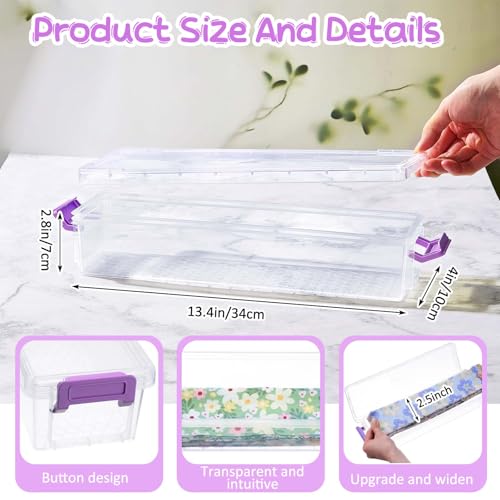 Image of Tioncy 4 Pcs 13 x 4 x 3 in Fabric Strip Case Jelly Cotton Fabric Patchwork Roll Storage Case Bulletin Board Border Bolt Storage Sewing Cloth Box for Cloth Strips Art Craft Organizer (Purple)