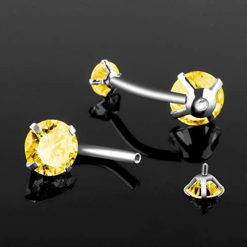 Domlum Belly Button Rings, 14G Surgical Steel Piercings With Top Cubic Zirconia Curved Barbell Body Piercing Jewelry Colors Available thumb #3