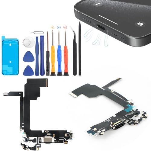 Dock Connector for iPhone 15 Pro MAX Charging Port Flex Cable Replacement for iPhone 15 Pro Max USB Charger Dock Board Connector with Tools(Black)