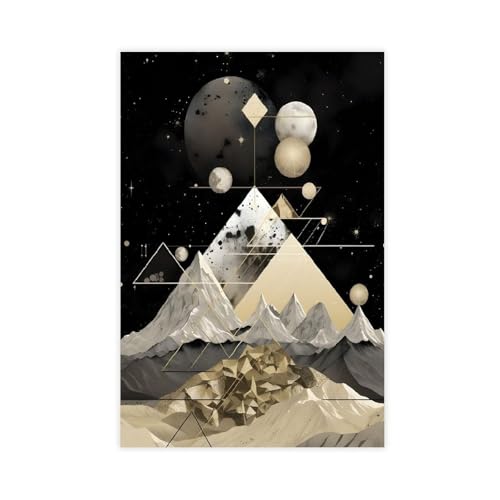 XFATGIA Póster geométrico de vista de montaña en lienzo para decoración de pared, pinturas para sala de estar, dormitorio, decoración de 24 x 36 pulgadas (60 x 90 cm)