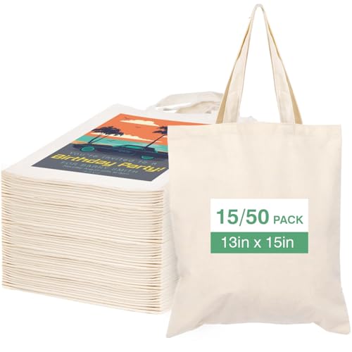 Lzerking Canvas Tote Bag Bulk 15 Pack