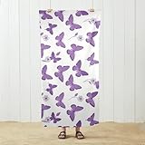 Mariposa Y Flores Moradas Manta De Playa 80X130Cm Toalla Playa Microfibra Suave Beach Towel para Fitness Viajes Mujer