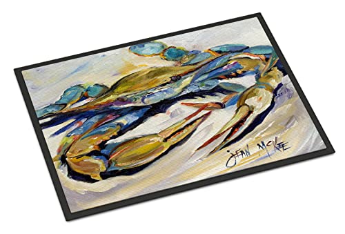 Caroline's Treasures JMK1092JMAT Blue Crab Doormat 24x36 Front Door Mat Indoor Outdoor Rugs for Entryway, Non Slip Washable Low Pile, 24H X 36W