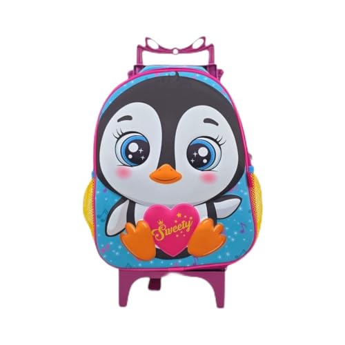Mochila media escolar passeio rodinha bichinho animais zoo (Pinguim)