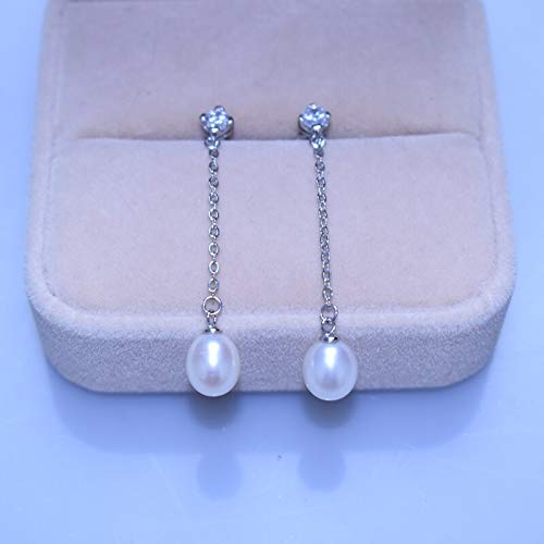 Boucles d'oreilles perles d'eau douce pendantes en argent 925 - 2