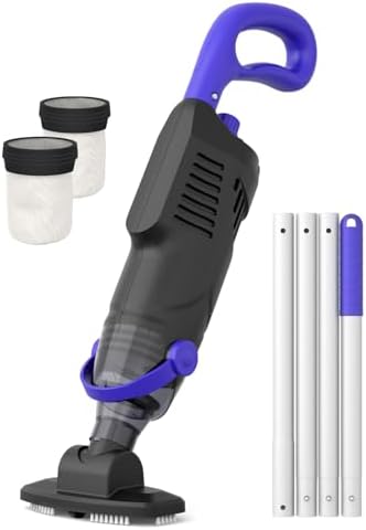 WUWO Little Shark Akku-Poolsauger für Aufstellpools und Whirlpools | 60-W-Motor, 68 l/min, 5000 mAh, 60 Min., 1,3 kg, 2 Reinigungsköpfe, IPX8