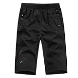 ランニングパンツ メンズ スポーツパンツ 7分丈 3/4パンツ 通気 速乾 ME06165 黒 2XL