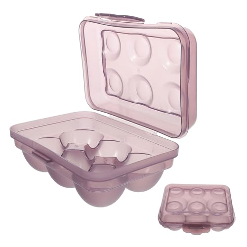 POPETPOP Boîte à Œufs Portable 6 Compartiments En Pp Transparent Violet, Antichoc Et Incassable, Pour Camping, Pique-niques Et Conservation Extérieure Des Œufs
