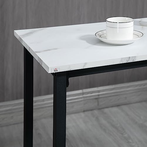 HOMCOM Juego de Mesa de Comedor Mesa Alta de Bar con 2 Taburetes Redondo 3 Piezas Marco de Acero Estilo Moderno para Cocina Salón Blanco y Negro - imagen 8