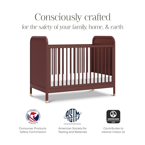 Namesake Brimsley Tambour 3-in-1 Convertible Crib in Crimson, GREENGUARD Gold Certified