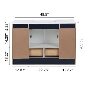 Springmillcabinetsemlyn48inchbathroomvanitywithwhitesinglesinktop3cabinets2shelves2drawers485wx1875dx3289hdeepblue Urban Country Home Decor Spring mill cabinets emlyn 48 inch bathroom vanity with white single sink top 3 cabinets 2 shelves 2 drawers 485 w x 1875 d x 3289 h deep blue urban country home decor