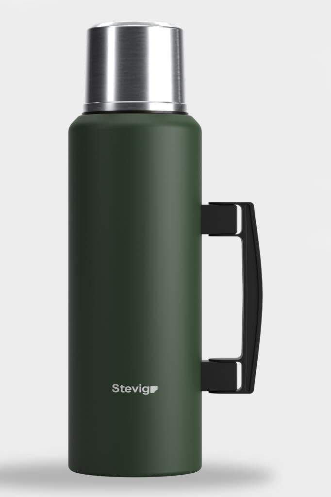 Stevig 4 Camp Klasik Vakumlu Kulplu Çelik Termos 1.5 LT. Green ST-206