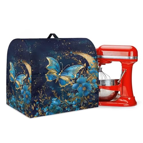 Blue Butterfly Flower Mixer Covers Dust Mixer Covers for Stand Mixer Kitchen Counter Mixer Parts & Accessories Decor for Kitchen Kid Mixer Cover