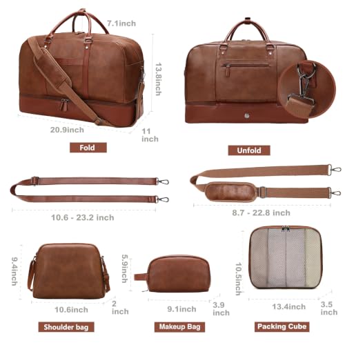 4-PCS Leather Duffle Bag Travel Set