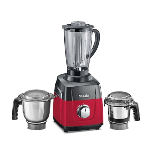 Sujata MG01 1000W Mixer Grinder, Red Red & Black - Image 2