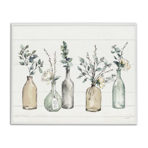 Stupell Industries Bottles and Plants Farm Wood Textured, Design by Anne Tavoletti Wall Art, 11 x 14, Multi-Color