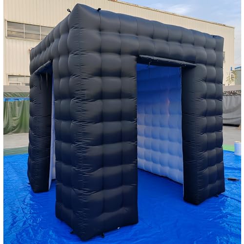 SAYOK Portable Inflatable Photo Booth Enclosure Photobooth Tent Photo Booth Backdrop Inflatable Black Cube Tent with Led Light for Advertising, Bars, Party Wedding (Two Doors, Black&White, 8.2ft) by SAYOK - Image 2