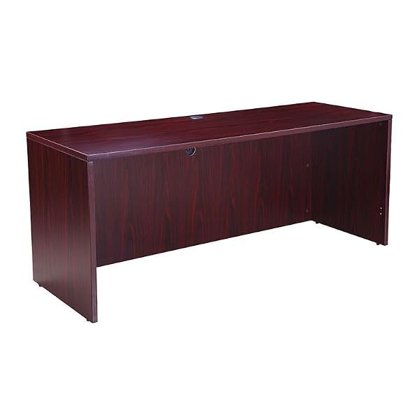Boss Office Products Belarus Executive U-Shape Curved Bow Desk with Hutch and File Storage Pedestal, 71", Mahogany by Boss Office Products - Image 3