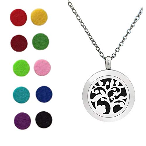 Natuxia Colgante Aromaterapia Difusor De Aceites Esenciales, Medallón Árbol de la vida - 10 colores Cover