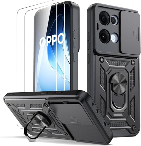 Coque Oppo A6 Pro antichoc avec béquille anneau et double film écran en verre trempé