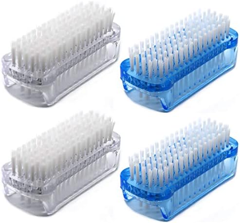 Nail Brush Two Sided Hand Fingernail Scrub Brushes Soft Stiff Bristles Scrubber Nails Toes Cleaning Brush for Men Women Kids,4 PCS