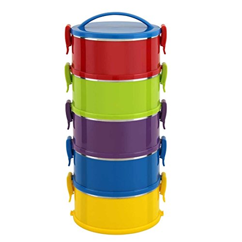 Conjunto 5 Peças Marmita Termoprática Colorida - Uso em Micro-ondas