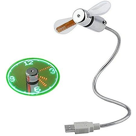 Amazon Co Jp Doitsa Usb扇風機 Led付き 充電式 卓上置き 角度調整可能 軽量 小型 ミニ Pc ノートパソコン 時計付 銀 パソコン 周辺機器