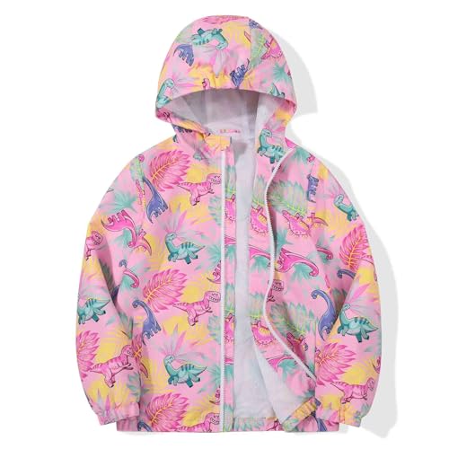 Image of SUNDAY ROSE Girls Windbreaker Jackets Lightweight Water Resistant Coat Outwear with Hooded for Kids