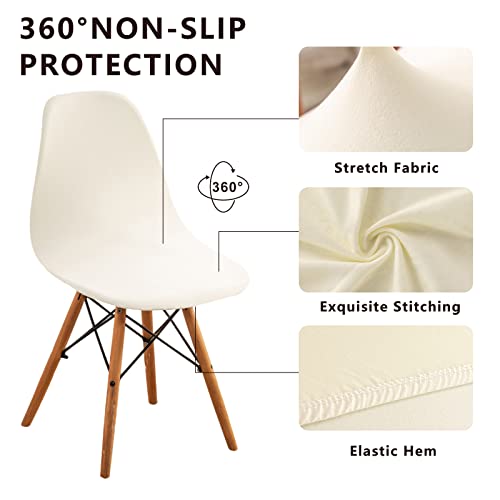 Shell Chair Cover Mid Century Modern Dining Chair Covers Lounge Armless Chairs Covers For Kitchen,Dining Room,Set Of 4,Creamy-Yellow #TOP2