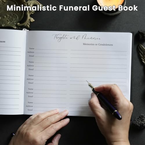 Image of Minimalist Funeral Guest Book - in Loving Memory Guestbook with Table Sign - Hardcover Guest Sign in Book for Funeral Service - 320 Entries, 9 inchx7.5 inch, Black