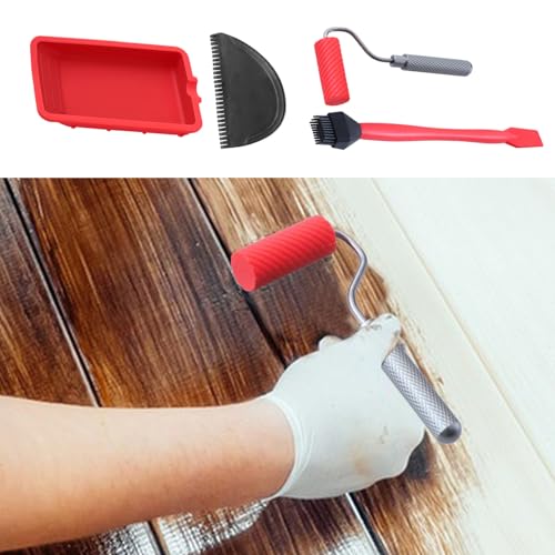 Rodillo pegado portátil manual con cepillo y raspador para proyectos de bricolaje DIY 4