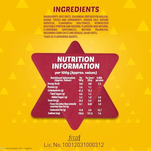 Bingo! Mad Angles Achaari Masti Mango Pickle Flavour Crunchy Triangle Chips Pack 130 g