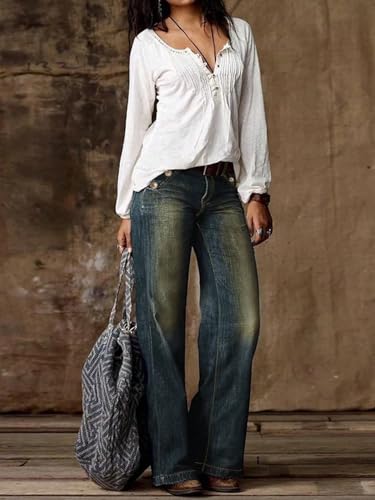 Straight Leg Jeans,Urban Fashion Denim Jeans for Women Relaxed fit Fashion Bottoms Vintage Trendy Pants3