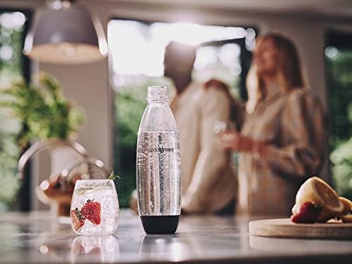 SodaStream Fuse 1L Reusable Sparkling Water Bottle, Multi-Purpose, UV Resistant, Dishwasher Safe, BPA Free, Black