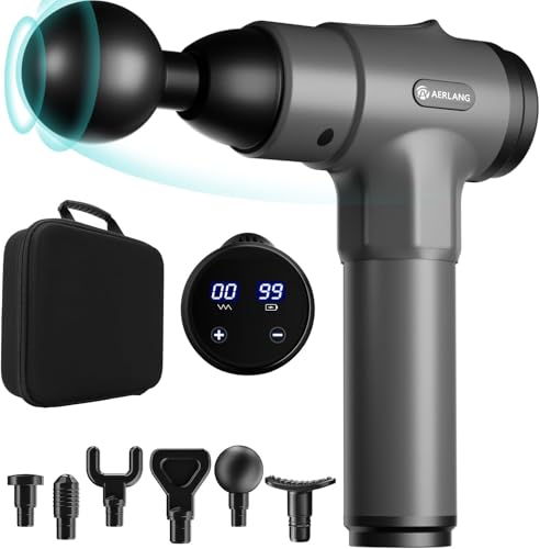 AERLANG Massage Gun, Deep Tissue Percussion Massager, Muscle Massage Gun,Handheld Body Massager for Muscle 20 Speeds & 6 Massage Heads Birthday Gifts for Women Men Mom Dad Valentine's Day Gift