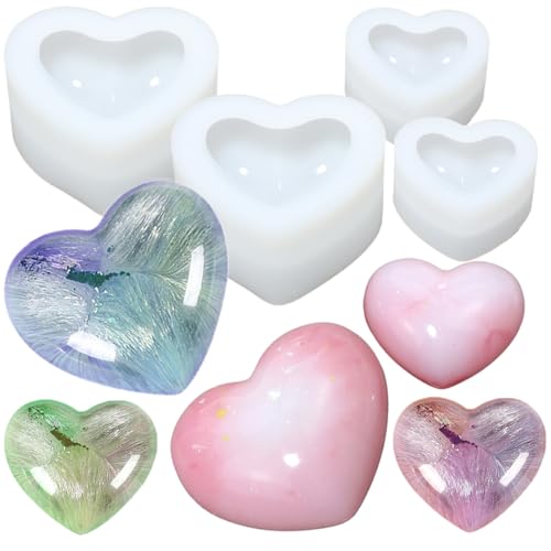 ZQYSING Heart Candle Molds, Set of 4 Sizes Heart Resin Molds
