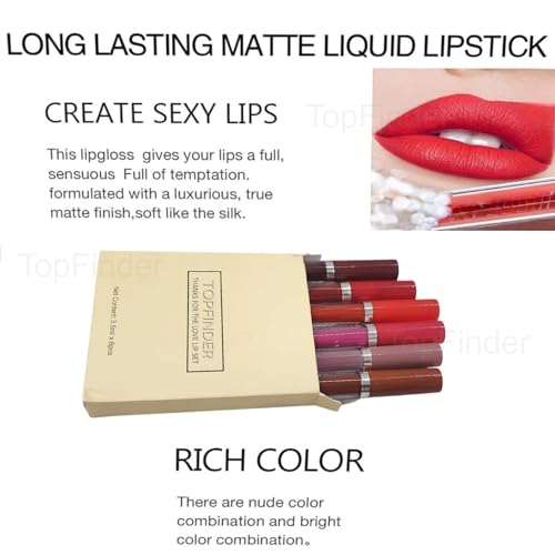 Image of 6-Piece Mini Liquid Lipstick Set (3.5ML Each) | Long-Lasting Matte Finish | Smudge-Proof & Lightweight | Travel Size Nude & Bold Shades | Gift Set for Women