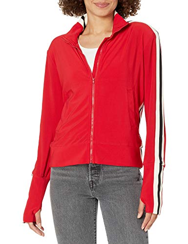 Norma Kamali Women's Side Stripe Turtle Jacket, Tango/Engineered Strip, M