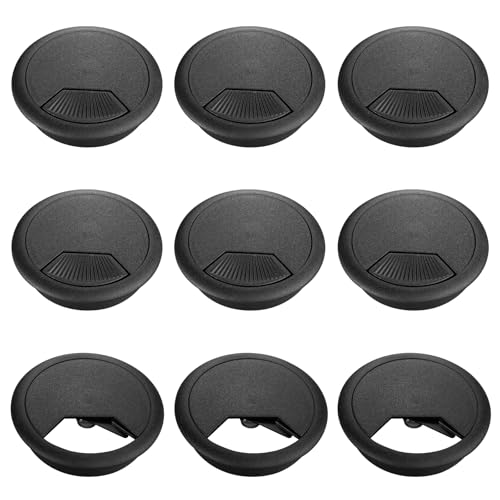 Gentpovth Passe Câble en Plastique, 9 Pièces Passe Cable Bureau, 60mm Cache Cable Bureau, Encastrable Passe Câble, pour Organisez Les Fils, Solution pour Le Bureau et la Maison Câble de Table