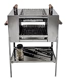 Churrasqueira para Apartamento Ecológica sem Fumaça 2 Andares Aço Inox 2 Grelhas Pé Grande