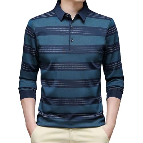 Solid Color Casual Lapel Button Splicing Slim Striped Business Men's Sweater - Main Image