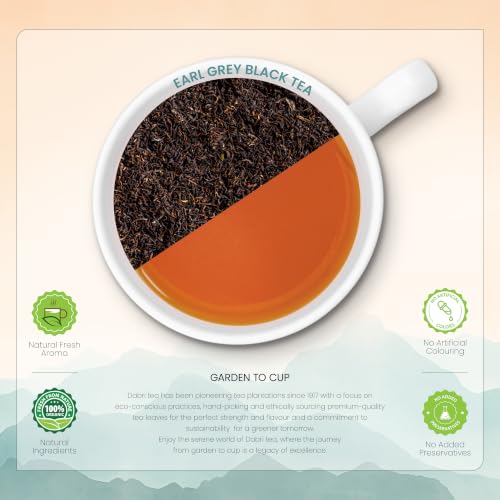 Image of Dabri Earl Grey Black Tea 32 Pyramid Dip Tea Bags|Premium Black Tea With Pure Natural Bergamot Extract|Refreshing and Hydrating|No Preservatives |Garden to Cup (32 Pyramid Bags)
