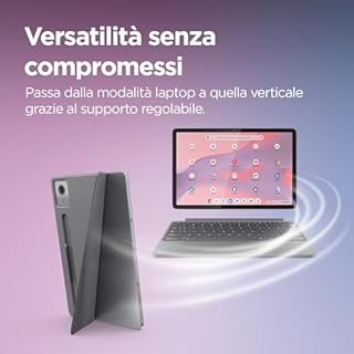 Lenovo Duet Chromebook 11” FHD+ (1920x1200), MediaTek Kompanio 838, RAM 8GB, Memoria 128GB, Schermo Touch, Chrome OS, Folio Stand e Tastiera inclusi - Luna Grey