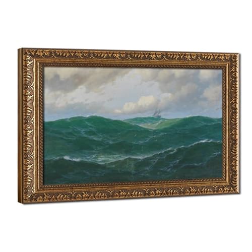 Toile vintage Océan 1908 Max Jensen - Décoration murale marine pour salon chaleureux 61x91cm