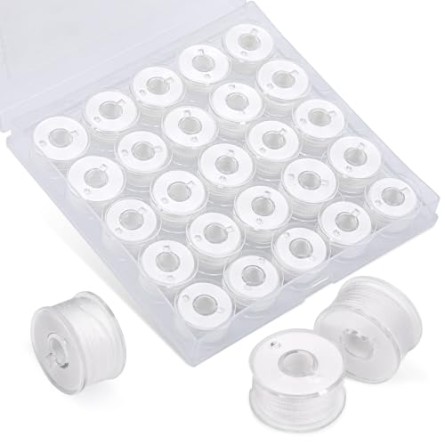 UzecPk 25pcs Thread for Sewing Embroidery Bobbins White Prewound Bobbins Size A SA156 Thread Sewing Machine Threads Kit for Embroidery and Sewing Machines DIY 50yds/Spool