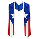Civilos Puerto Rico Flag Graduation Stole Sash with Trim, Honor Grad Stole for International Students