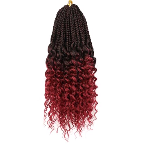 Bugrundy Goddess Box Braids Crochet Hair 18 Inch 7 Packs Crochet Box Braids for Black Women Pre Looped Micro Braid with Curly Ends (18 Inch,Tbug)