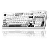 Aula F3099 Wireless Keyboard with Media Knob, Tri-Mode BT5.0/2.4GHz/USB-C Cute Creamy Keyboard with Number Pad, RGB Backlit Gaming Keyboard, Quiet Typing Computer Keyboards for Office Laptop/PC